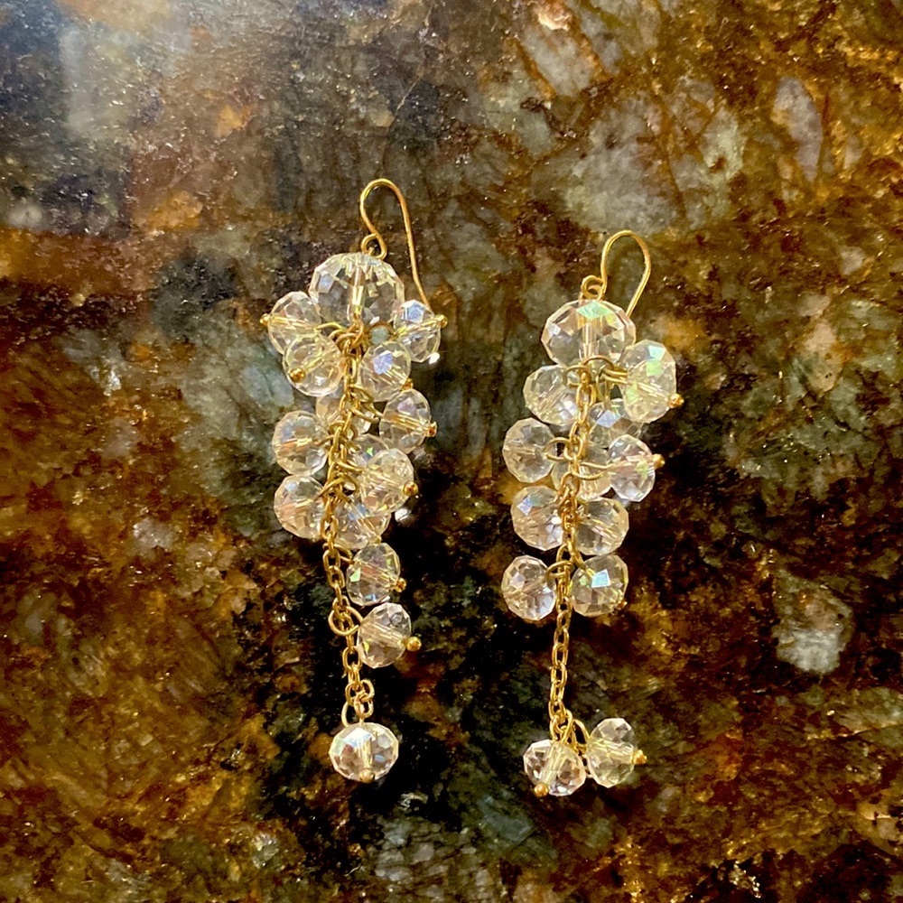 Faceted, crystal and gold filled hanging earrings🌺